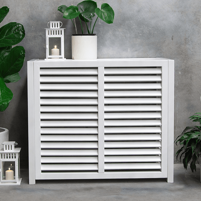 Heavy Duty Hidden Air Conditioning Privacy Screen Fences with Louver Design FYZS Wooden air conditioner cover Wood Outdoor Air Conditioner Cover Anti-rust & Windproof 
